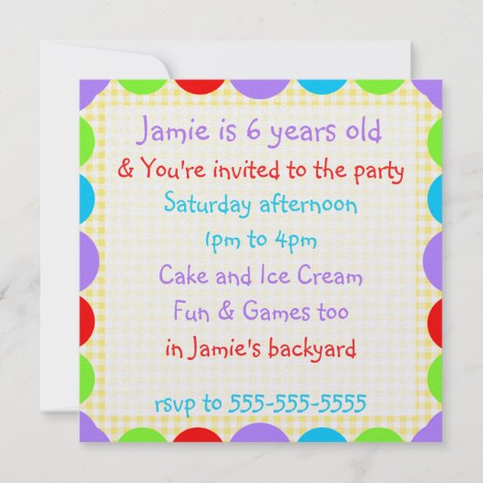 Verjaardagsuitnodiging voor Plushie Animal Kind Kaart (Achterkant)