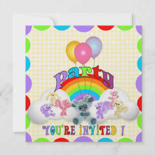 Verjaardagsuitnodiging voor Plushie Animal Kind Kaart