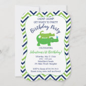 Verjaardagsuitnodiging voor preppy alligator kroko kaart (Voorkant)