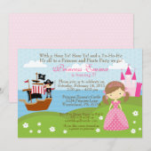 verjaardagsuitnodiging voor prinses en Pirate Kaart (Voorkant / Achterkant)