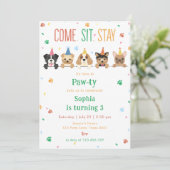 Verjaardagsuitnodiging voor puppy-hond feestje kaart (Staand voorkant)