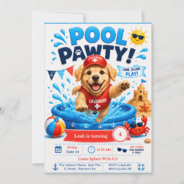 Verjaardagsuitnodiging voor puppy zwembadfeest Lif Kaart