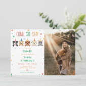 Verjaardagsuitnodiging voor puppy's hondenfeest fe kaart (Staand voorkant)