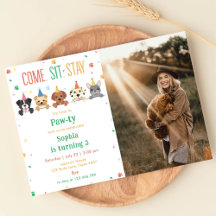 Verjaardagsuitnodiging voor puppy's hondenfeest fe