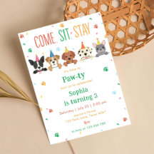 Verjaardagsuitnodiging voor puppy's hondenfeest