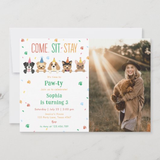 Verjaardagsuitnodiging voor puppy's hondenfeest Pa Kaart (Voorkant)