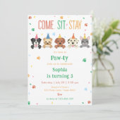 Verjaardagsuitnodiging voor puppy's Hondenfeestje  Kaart (Staand voorkant)