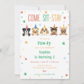 Verjaardagsuitnodiging voor puppy's hondenfeestje  kaart (Voorkant)