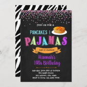 verjaardagsuitnodiging voor pyjama's en pannenkoek kaart (Voorkant / Achterkant)