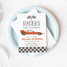 Verjaardagsuitnodiging voor raceauto