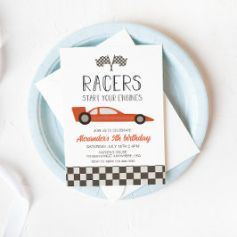 Verjaardagsuitnodiging voor raceauto kaart