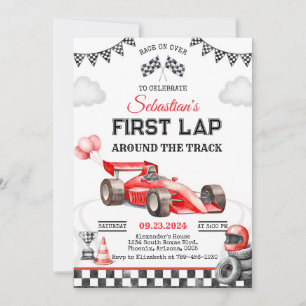 Verjaardagsuitnodiging voor raceauto kaart