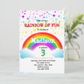 verjaardagsuitnodiging voor regenboog kaart (Staand voorkant)