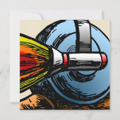 Verjaardagsuitnodiging voor Rocket Slak Kaart (Achterkant)