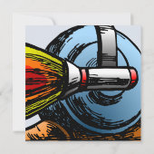 Verjaardagsuitnodiging voor Rocket Slak Kaart (Achterkant)