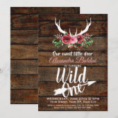 Verjaardagsuitnodiging voor rustieke herten kaart (Voorkant / Achterkant)