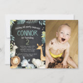 Verjaardagsuitnodiging voor Safari Oerwoud met fot Kaart (Voorkant)