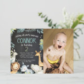 Verjaardagsuitnodiging voor Safari Oerwoud met fot Kaart (Staand voorkant)