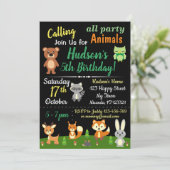 verjaardagsuitnodiging voor schapen- en bosdieren kaart (Staand voorkant)