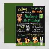 verjaardagsuitnodiging voor schapen- en bosdieren kaart (Voorkant / Achterkant)