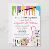 Verjaardagsuitnodiging voor schilderfeest kaart (Voorkant)