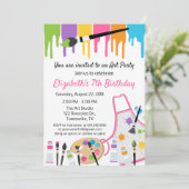 Verjaardagsuitnodiging voor schilderfeest kaart (Staand voorkant)