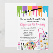 Verjaardagsuitnodiging voor schilderfeest kaart (Voorkant / Achterkant)