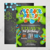 Verjaardagsuitnodiging voor Science Party Kaart (Voorkant / Achterkant)