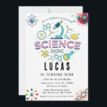 Verjaardagsuitnodiging voor Science Party Kaart<br><div class="desc">Ontsteek nieuwsgierigheid en vier in stijl met onze verjaardagsfeestuitnodigingen met een wetenschapsthema! Deze uitnodigingen zijn ideaal voor jonge wetenschappers en nieuwsgierige geesten en bevatten leuke en kleurrijke design geïnspireerd door chemie, biologie en de ruimte. Pas het aan met uw feestdetails en laat uw gasten weten dat ze een dag vol...</div>