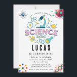 Verjaardagsuitnodiging voor Science Party Kaart<br><div class="desc">Ontsteek nieuwsgierigheid en vier in stijl met onze verjaardagsfeestuitnodigingen met een wetenschapsthema! Deze uitnodigingen zijn ideaal voor jonge wetenschappers en nieuwsgierige geesten en bevatten leuke en kleurrijke design geïnspireerd door chemie, biologie en de ruimte. Pas het aan met uw feestdetails en laat uw gasten weten dat ze een dag vol...</div>
