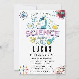 Verjaardagsuitnodiging voor Science Party Kaart