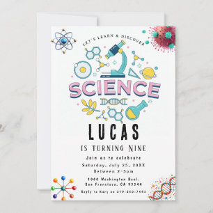 Verjaardagsuitnodiging voor Science Party Kaart