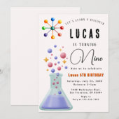 Verjaardagsuitnodiging voor Science Party Kaart (Voorkant / Achterkant)