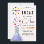 Verjaardagsuitnodiging voor Science Party Kaart<br><div class="desc">Ontsteek nieuwsgierigheid en vier in stijl met onze verjaardagsfeestuitnodigingen met een wetenschapsthema! Deze uitnodigingen zijn ideaal voor jonge wetenschappers en nieuwsgierige geesten en bevatten leuke en kleurrijke design geïnspireerd door chemie, biologie en de ruimte. Pas het aan met uw feestdetails en laat uw gasten weten dat ze een dag vol...</div>