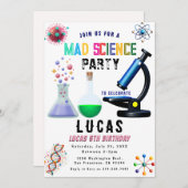 Verjaardagsuitnodiging voor Science Party Kaart (Voorkant / Achterkant)