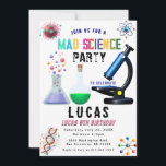 Verjaardagsuitnodiging voor Science Party Kaart<br><div class="desc">Ontsteek nieuwsgierigheid en vier in stijl met onze verjaardagsfeestuitnodigingen met een wetenschapsthema! Deze uitnodigingen zijn ideaal voor jonge wetenschappers en nieuwsgierige geesten en bevatten leuke en kleurrijke design geïnspireerd door chemie, biologie en de ruimte. Pas het aan met uw feestdetails en laat uw gasten weten dat ze een dag vol...</div>