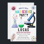 Verjaardagsuitnodiging voor Science Party Kaart<br><div class="desc">Ontsteek nieuwsgierigheid en vier in stijl met onze verjaardagsfeestuitnodigingen met een wetenschapsthema! Deze uitnodigingen zijn ideaal voor jonge wetenschappers en nieuwsgierige geesten en bevatten leuke en kleurrijke design geïnspireerd door chemie, biologie en de ruimte. Pas het aan met uw feestdetails en laat uw gasten weten dat ze een dag vol...</div>