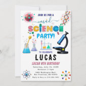 Verjaardagsuitnodiging voor Science Party Kaart (Voorkant)