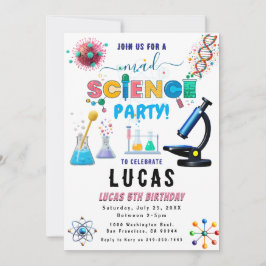Verjaardagsuitnodiging voor Science Party Kaart