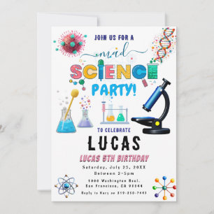 Verjaardagsuitnodiging voor Science Party Kaart