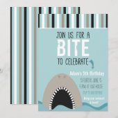 Verjaardagsuitnodiging voor Shark & Stripes Kaart (Voorkant / Achterkant)