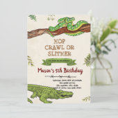 verjaardagsuitnodiging voor slangen en krokodillen kaart (Staand voorkant)