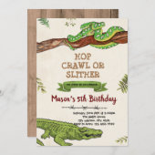 verjaardagsuitnodiging voor slangen en krokodillen kaart (Voorkant / Achterkant)