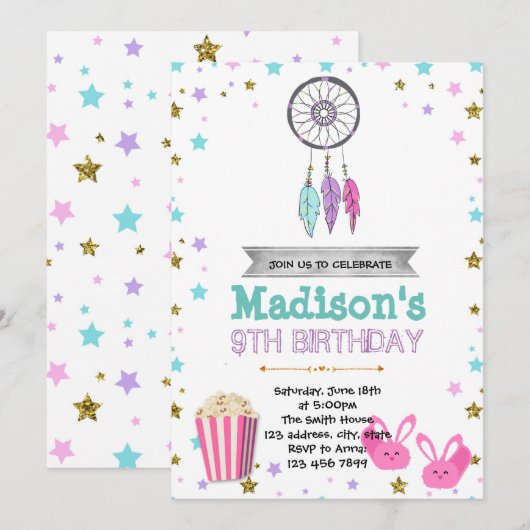 verjaardagsuitnodiging voor slaperigenaar kaart (Voorkant / Achterkant)