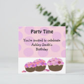 Verjaardagsuitnodiging voor Smartie Cupcake Kaart (Staand voorkant)