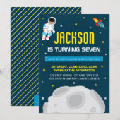 Verjaardagsuitnodiging voor Space Dark Boy Astrona Kaart (Voorkant / Achterkant)