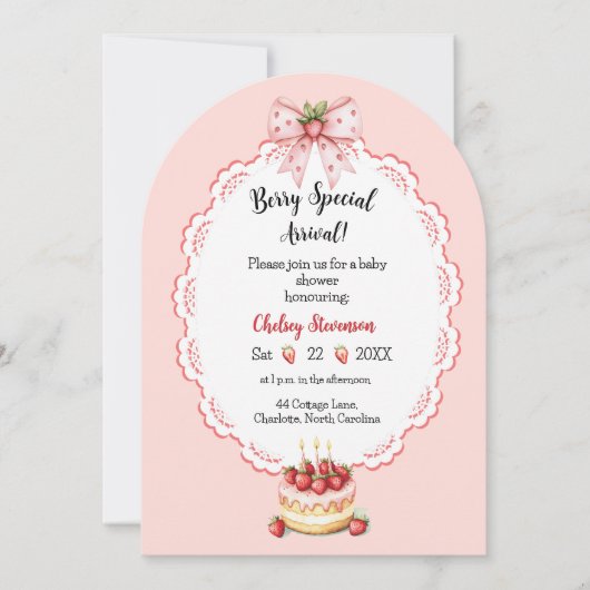 Verjaardagsuitnodiging voor Strawberry Shortcake B Kaart (Voorkant)
