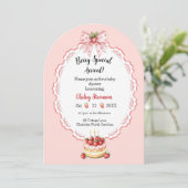 Verjaardagsuitnodiging voor Strawberry Shortcake B Kaart (Staand voorkant)