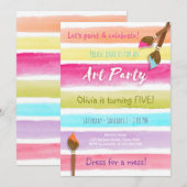 verjaardagsuitnodiging voor tekenende kunst Regenb Kaart (Voorkant / Achterkant)
