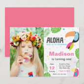 Verjaardagsuitnodiging voor tropische vogels kaart (Voorkant / Achterkant)